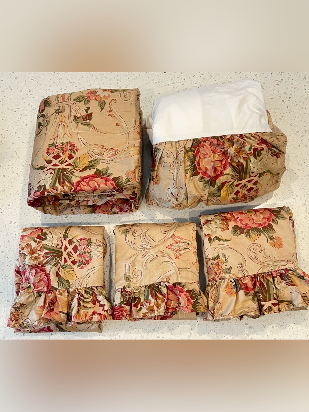 🔥Rare Ralph Lauren GUINEVERE Floral Sateen KING Duvet, Bedskirt & Euro Sham Se